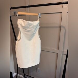 Zara Cut Out Rhinestone Mini Skirt White Size M